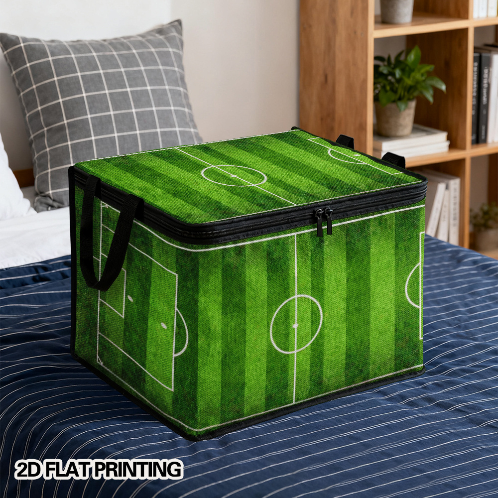 this is a 2d flat printed shoe storage bin featuring a soccer field green stripes design. it comes in multiple sizes and is ideal for organizing entryways, storing items in bedrooms, and managing seasonal footwear. it helps keep shoes, boots this is a 2d flat printed shoe storage bin featuring a soccer field green stripes design. it comes in multiple sizes and is ideal for organizing entryways, storing items in bedrooms, and managing seasonal footwear. it helps keep shoes, boots