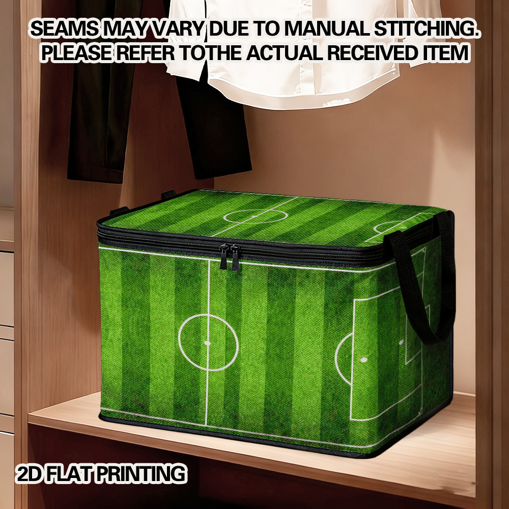 this is a 2d flat printed shoe storage bin featuring a soccer field green stripes design. it comes in multiple sizes and is ideal for organizing entryways, storing items in bedrooms, and managing seasonal footwear. it helps keep shoes, boots this is a 2d flat printed shoe storage bin featuring a soccer field green stripes design. it comes in multiple sizes and is ideal for organizing entryways, storing items in bedrooms, and managing seasonal footwear. it helps keep shoes, boots