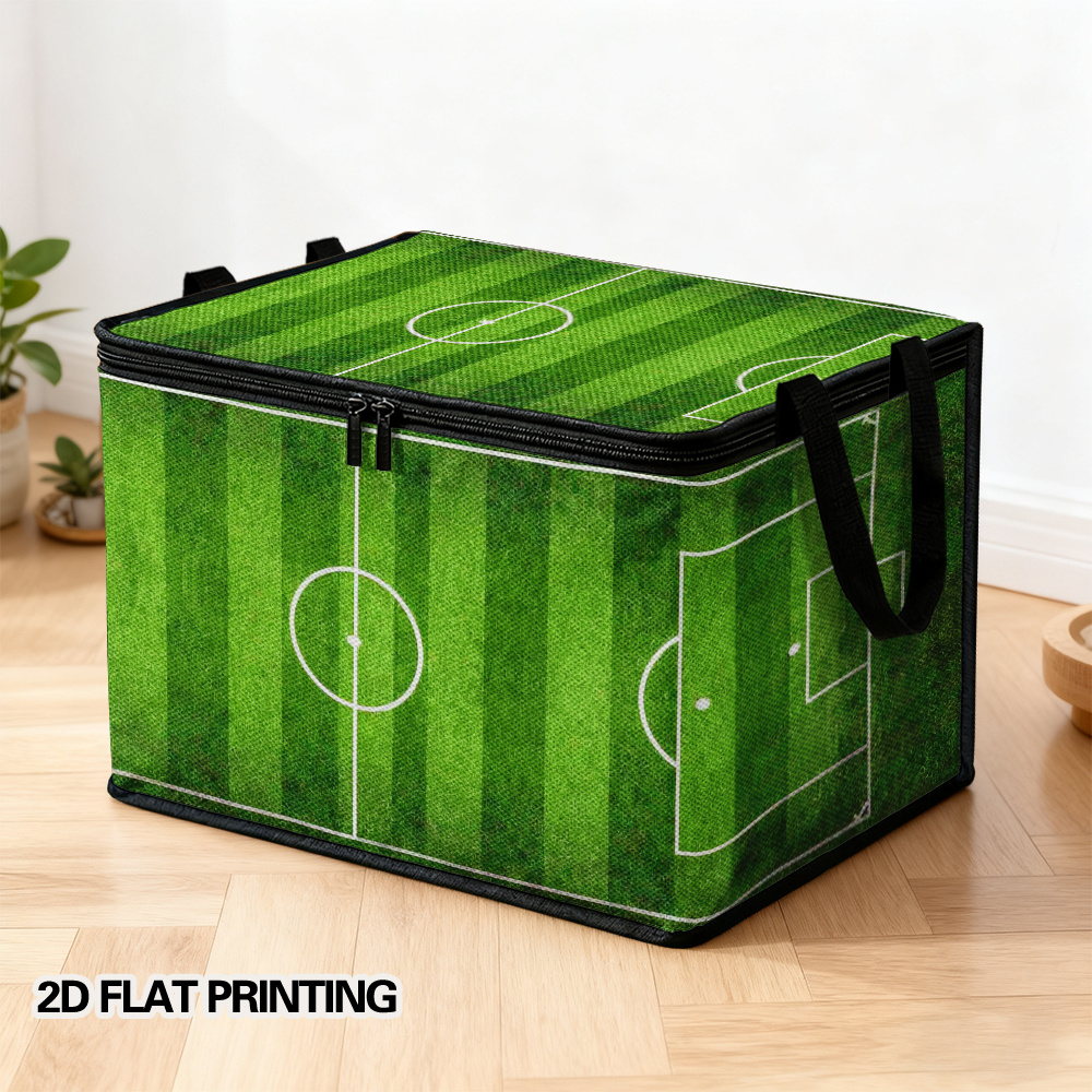 this is a 2d flat printed shoe storage bin featuring a soccer field green stripes design. it comes in multiple sizes and is ideal for organizing entryways, storing items in bedrooms, and managing seasonal footwear. it helps keep shoes, boots this is a 2d flat printed shoe storage bin featuring a soccer field green stripes design. it comes in multiple sizes and is ideal for organizing entryways, storing items in bedrooms, and managing seasonal footwear. it helps keep shoes, boots