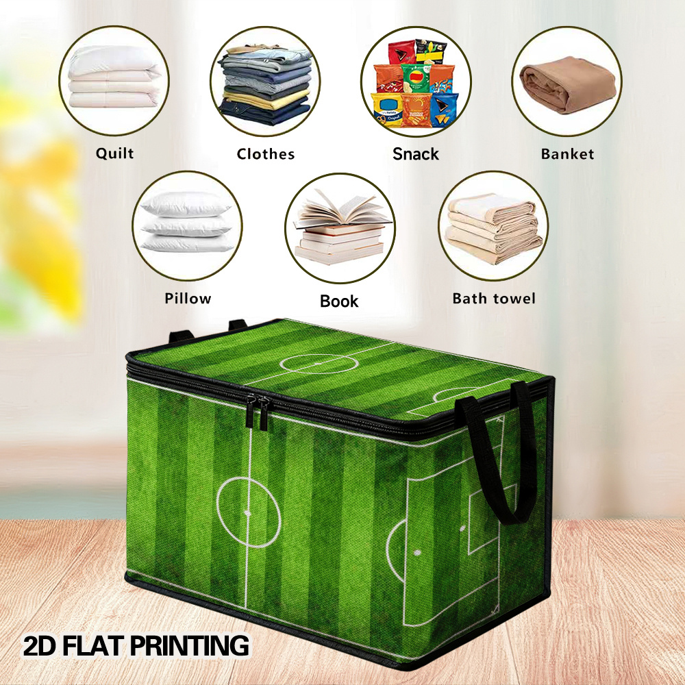 this is a 2d flat printed shoe storage bin featuring a soccer field green stripes design. it comes in multiple sizes and is ideal for organizing entryways, storing items in bedrooms, and managing seasonal footwear. it helps keep shoes, boots this is a 2d flat printed shoe storage bin featuring a soccer field green stripes design. it comes in multiple sizes and is ideal for organizing entryways, storing items in bedrooms, and managing seasonal footwear. it helps keep shoes, boots