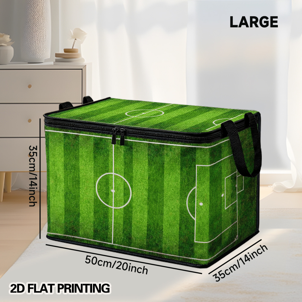 this is a 2d flat printed shoe storage bin featuring a soccer field green stripes design. it comes in multiple sizes and is ideal for organizing entryways, storing items in bedrooms, and managing seasonal footwear. it helps keep shoes, boots this is a 2d flat printed shoe storage bin featuring a soccer field green stripes design. it comes in multiple sizes and is ideal for organizing entryways, storing items in bedrooms, and managing seasonal footwear. it helps keep shoes, boots