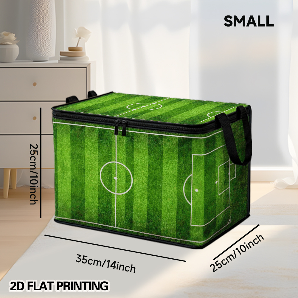 this is a 2d flat printed shoe storage bin featuring a soccer field green stripes design. it comes in multiple sizes and is ideal for organizing entryways, storing items in bedrooms, and managing seasonal footwear. it helps keep shoes, boots this is a 2d flat printed shoe storage bin featuring a soccer field green stripes design. it comes in multiple sizes and is ideal for organizing entryways, storing items in bedrooms, and managing seasonal footwear. it helps keep shoes, boots