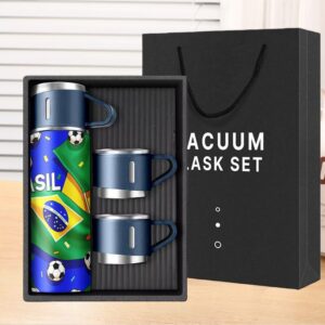 1pc 16oz stainless steel tumbler | reusable coffee cup with soccer ball and brazilian flag theme design, ideal for sports events, brazilian parties, soccer matches, football games, celebrations