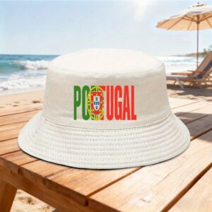 a versatile fisherman's hat featuring the "portuguese flag", a lightweight printed women's hat, and a men's fisherman's hat that represents "portugal". it's the perfect gift for travel and parties