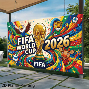 2d flat, 2d flat banner 1pc, fifa world cup 4, 2026 fifa world cup themed decorative wall hanging, party backdrop, suitable for multiple scenes, living room art wall covering, for home office ambiance decoration, 2d flat