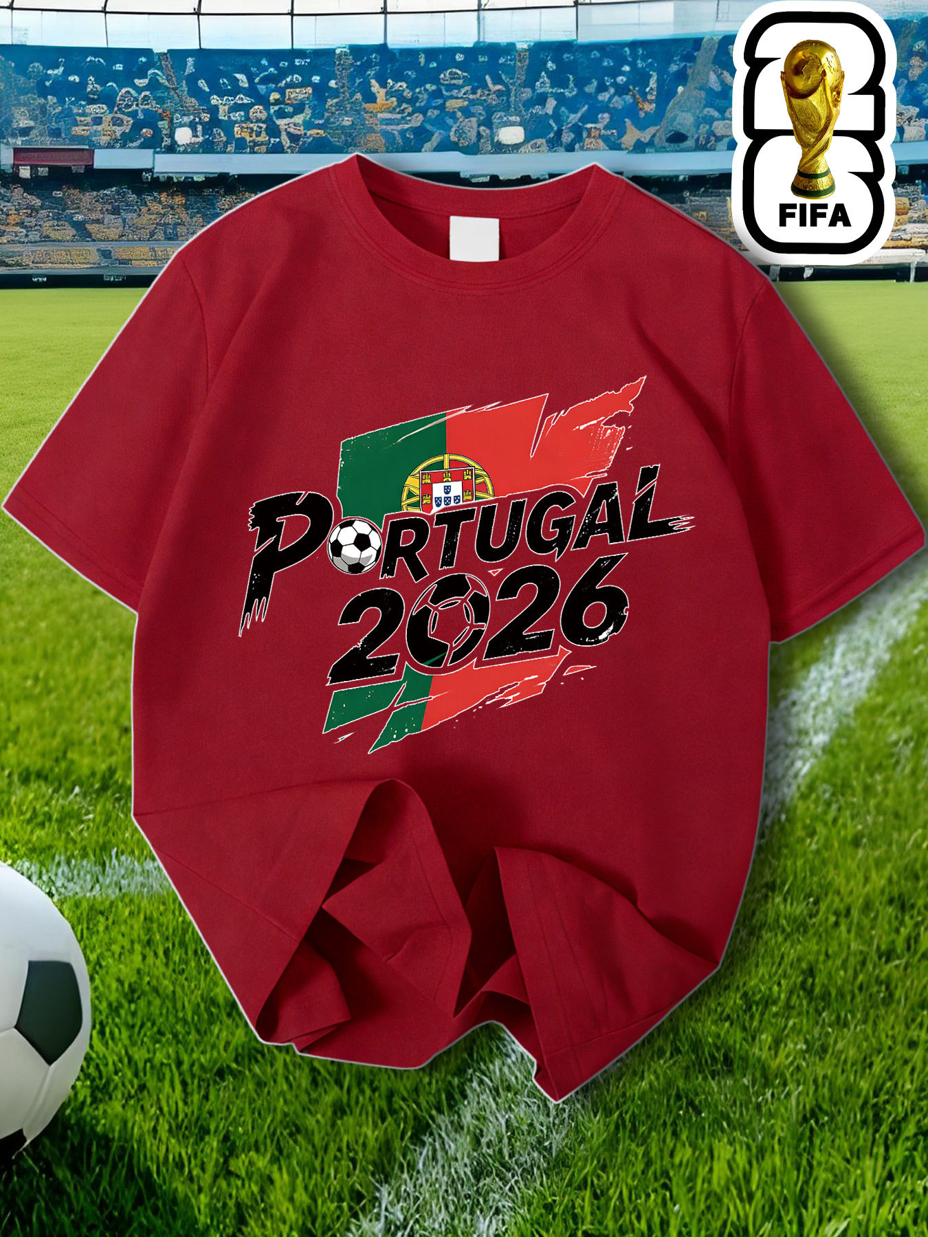 fifa 2026 portugal men's t shirt official &, comfortable round neck casual shirt suitable for training, jogging wear, gifts for fans, world cup souvenir apparel, machine washable portugal national merchandise fifa 2026 portugal men's t shirt official &, comfortable round neck casual shirt suitable for training, jogging wear, gifts for fans, world cup souvenir apparel, machine washable portugal national merchandise