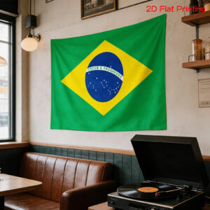 2d flat 2d flat one large tapestry featuring a high definition digital print of the brazilian national flag, made from polyester. it is ideal for use as a backdrop, photography props, party decorations, birthday presents, or room decoration