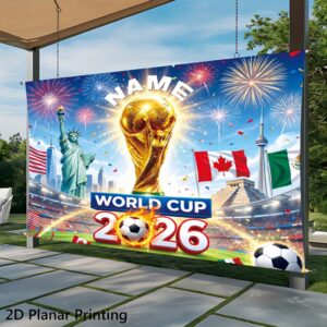 2d flat, 2d flat 2d flat, 2d flat 2d flat banner 1pc, world cup poster, 2026 fifa world cup themed decorative wall hanging, polyester fiber party backdrop, suitable for multiple scenes, living room art wall covering