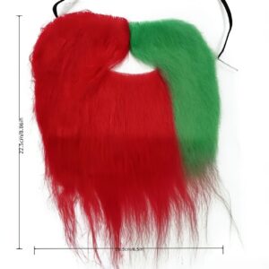 portugal red and green dual color fan mustache, cheering beard decoration, red and green dual color party mustache prop, event support plush mustache, suitable for father's day, . features an elastic headband design for comfortable wear