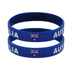 a set of two silicone wristbands featuring the australian flag, soft and comfortable, perfect for festive events, sports competitions, and everyday wear