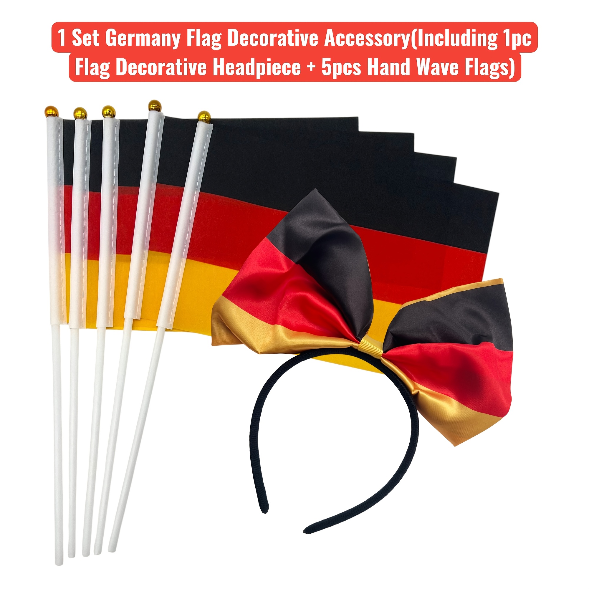 1 set germany flag decorative accessory(1pc germany flag decorative headpiece + 5pcs hand wave flags), football match accessory, fan cheer headgear suitable for events, parties, business, sports, festivals, home decor, outdoor decor 1 set germany flag decorative accessory(1pc germany flag decorative headpiece + 5pcs hand wave flags), football match accessory, fan cheer headgear suitable for events, parties, business, sports, festivals, home decor, outdoor decor