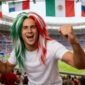 1pc sports cheerleader crazy wig, unique and fun patriotic rock wig, suitable for watching matches, themed parties, and carnival role playing costumes