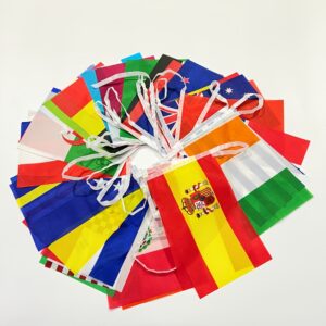 39pcs multinational flag banner set | 14x21cm polyester flags for sports events, bar decor, indoor and outdoor home decor