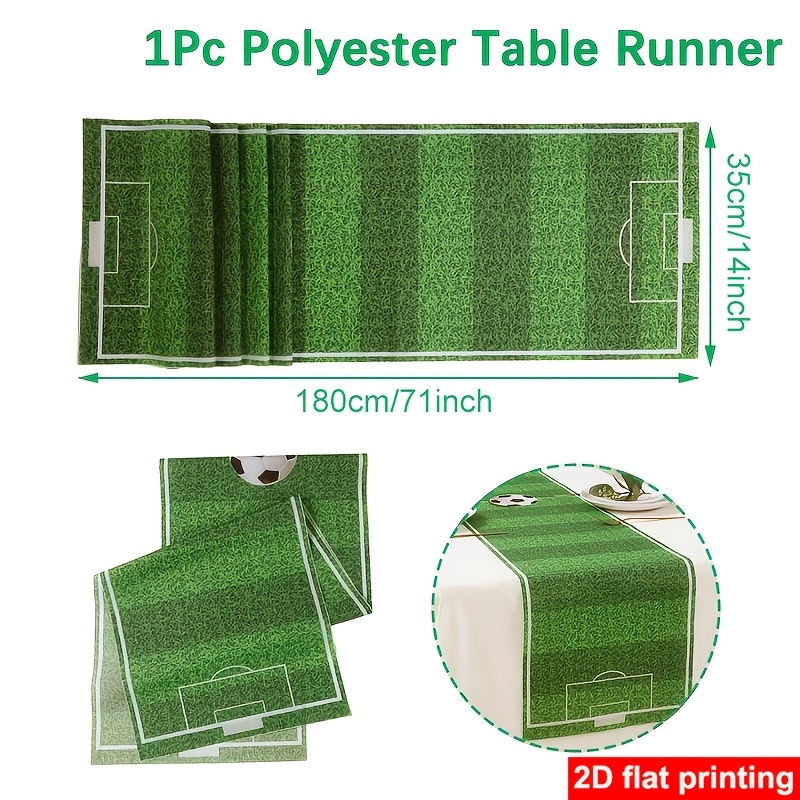 1pc, soccer themed table runner, 457.2 x 35.0 cm, green soccer polyester tablecloth, soccer party decorations, kids' gift party supplies, tabletop decor, happy birthday party supplies 1pc, soccer themed table runner, 457.2 x 35.0 cm, green soccer polyester tablecloth, soccer party decorations, kids' gift party supplies, tabletop decor, happy birthday party supplies