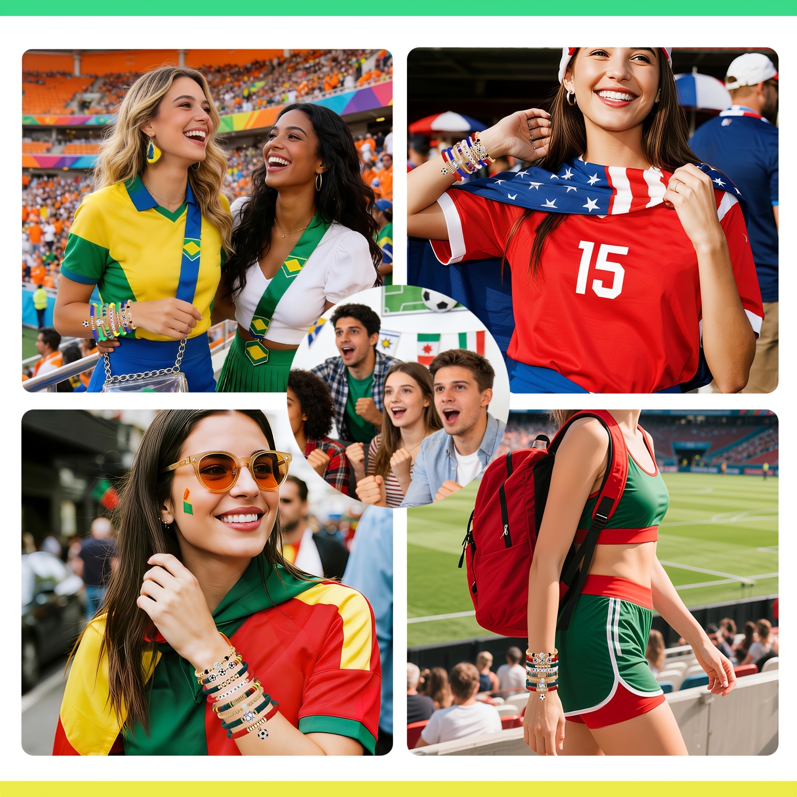 soccer bracelets set, stylish stackable game day bracelets, soccer cheerleading bracelets, football team colored additions – perfect as birthday or festive gifts for family, friends and football fans soccer bracelets set, stylish stackable game day bracelets, soccer cheerleading bracelets, football team colored additions – perfect as birthday or festive gifts for family, friends and football fans