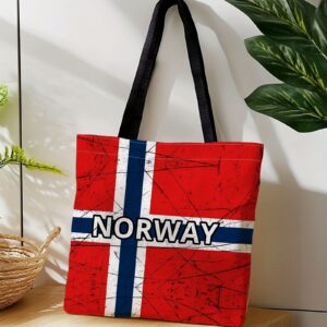 1pc shopper bag, shopping portable shoulder back hand held bag, norwegian flag, scratched texture, norway, suitable for travel, cosmetics, holiday storage bags, home furnishings, gifts, picnics, family gatherings