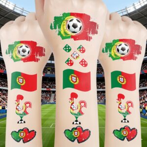 5pcs portugal temporary tattoo stickers, sports fan face decals for football matches, festivals & parties, national flag body stickers for arms & face, waterproof football themed stickers
