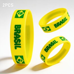 a set containing 2 brazil team themed silicone wristbands, for teenager