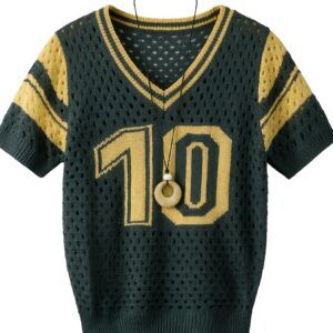 american style hollow out cropped number jersey top, 2026 new short sleeve sun protection cover up, fashionable women's soccer jersey