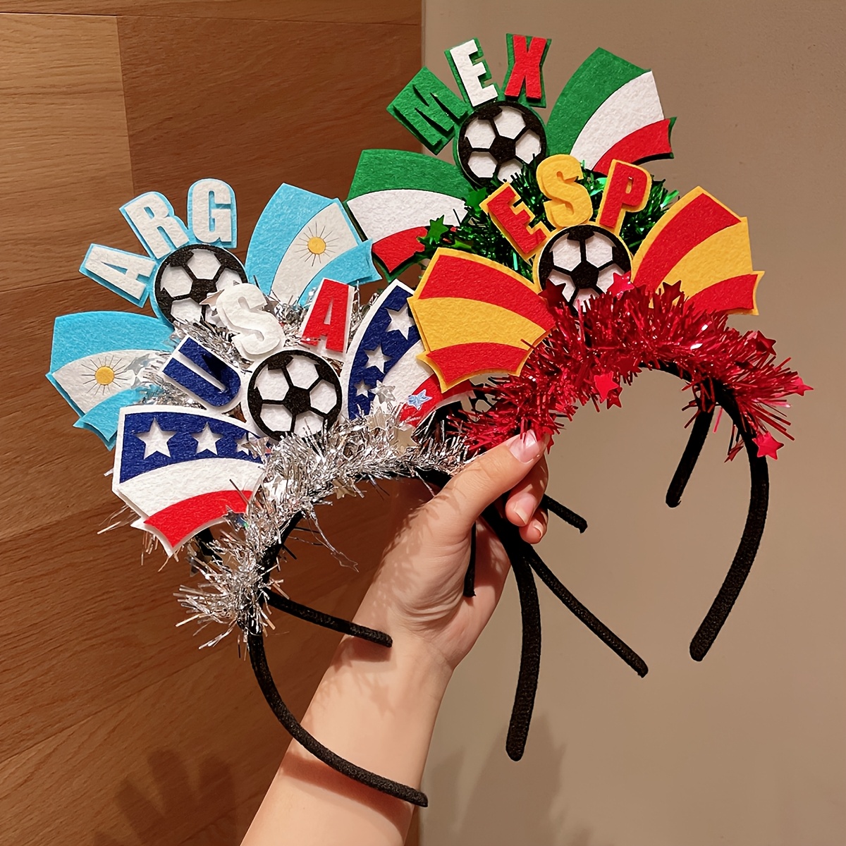 1/2pcs creative new 2026 football match printed ribbon decorative headband, suitable for cheering, matching with hairbands during games, football fans wearing to cheer up, suitable for events and watching football matches 1/2pcs creative new 2026 football match printed ribbon decorative headband, suitable for cheering, matching with hairbands during games, football fans wearing to cheer up, suitable for events and watching football matches