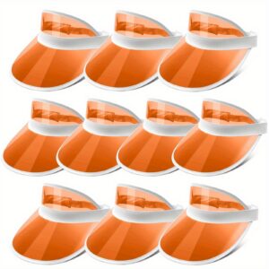 10pcs set of transparent sun visors, unisex colored sun hats, plastic transparent sun caps, transparent beach sun hats, beach golf hats, open top sun visors, suitable for sports and outdoor activities, for men and women