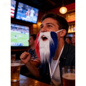 1 set red white blue three color sports fan fake beard, game cheering beard decoration, american tricolor party props, event support plush beard, suitable for father's day, independence day, game day, made of high simulation plush material, elastic