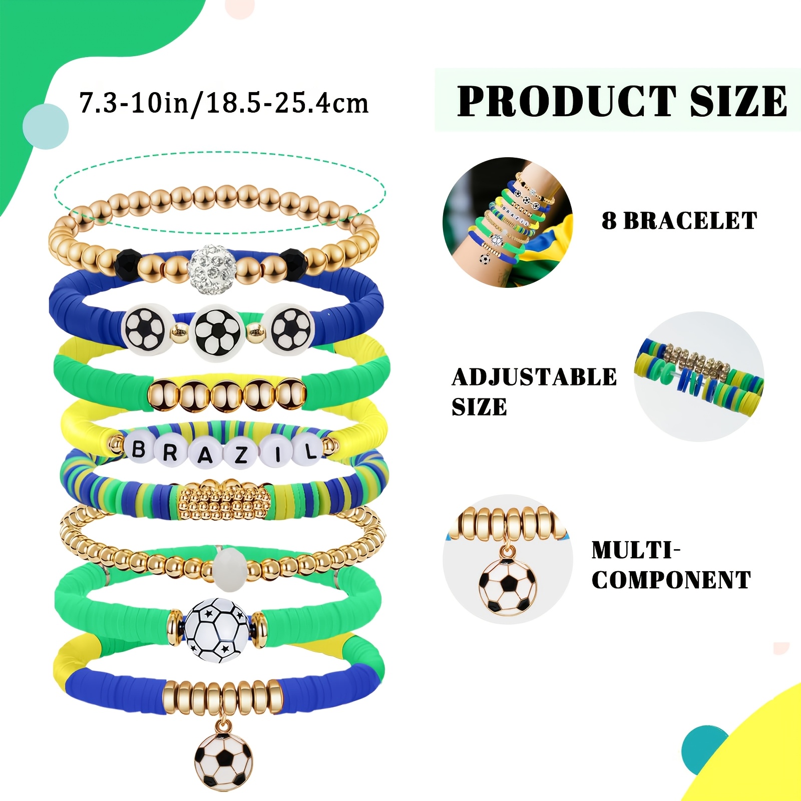 soccer bracelets set, stylish stackable game day bracelets, soccer cheerleading bracelets, football team colored additions – perfect as birthday or festive gifts for family, friends and football fans soccer bracelets set, stylish stackable game day bracelets, soccer cheerleading bracelets, football team colored additions – perfect as birthday or festive gifts for family, friends and football fans