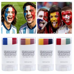 3 colors face paint sticks, football face body paint, long lasting, non toxic & safe, adjustable sports eye face paint, suitbale for football soccer rugby baseball softball athletes sports fan makeup, sports eye paint fine gifts, event face body art