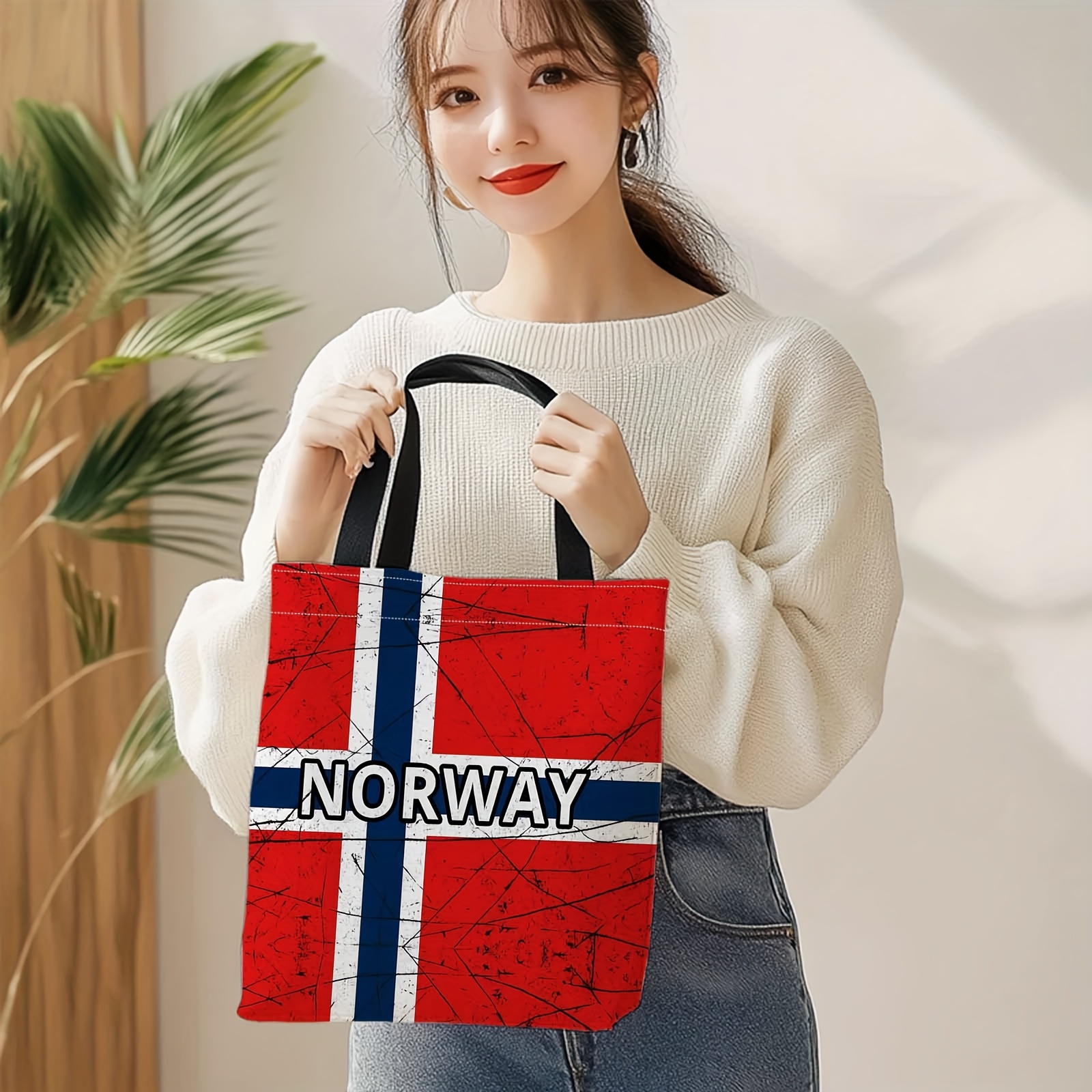 1pc shopper bag, shopping portable shoulder back hand held bag, norwegian flag, scratched texture, norway, suitable for travel, cosmetics, holiday storage bags, home furnishings, gifts, picnics, family gatherings 1pc shopper bag, shopping portable shoulder back hand held bag, norwegian flag, scratched texture, norway, suitable for travel, cosmetics, holiday storage bags, home furnishings, gifts, picnics, family gatherings