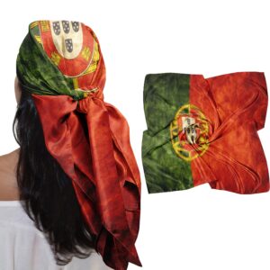 1pc scarf, portugal flag vintage texture print square scarf, casual outdoor headscarf, lightweight breathable sun protection shawl, breathable square scarf, decorative square scarf, elegant accessory, non stretch, suitable for outdoor running