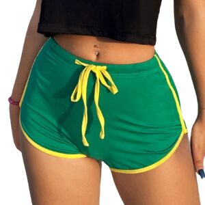 contrast trim drawstring waist shorts