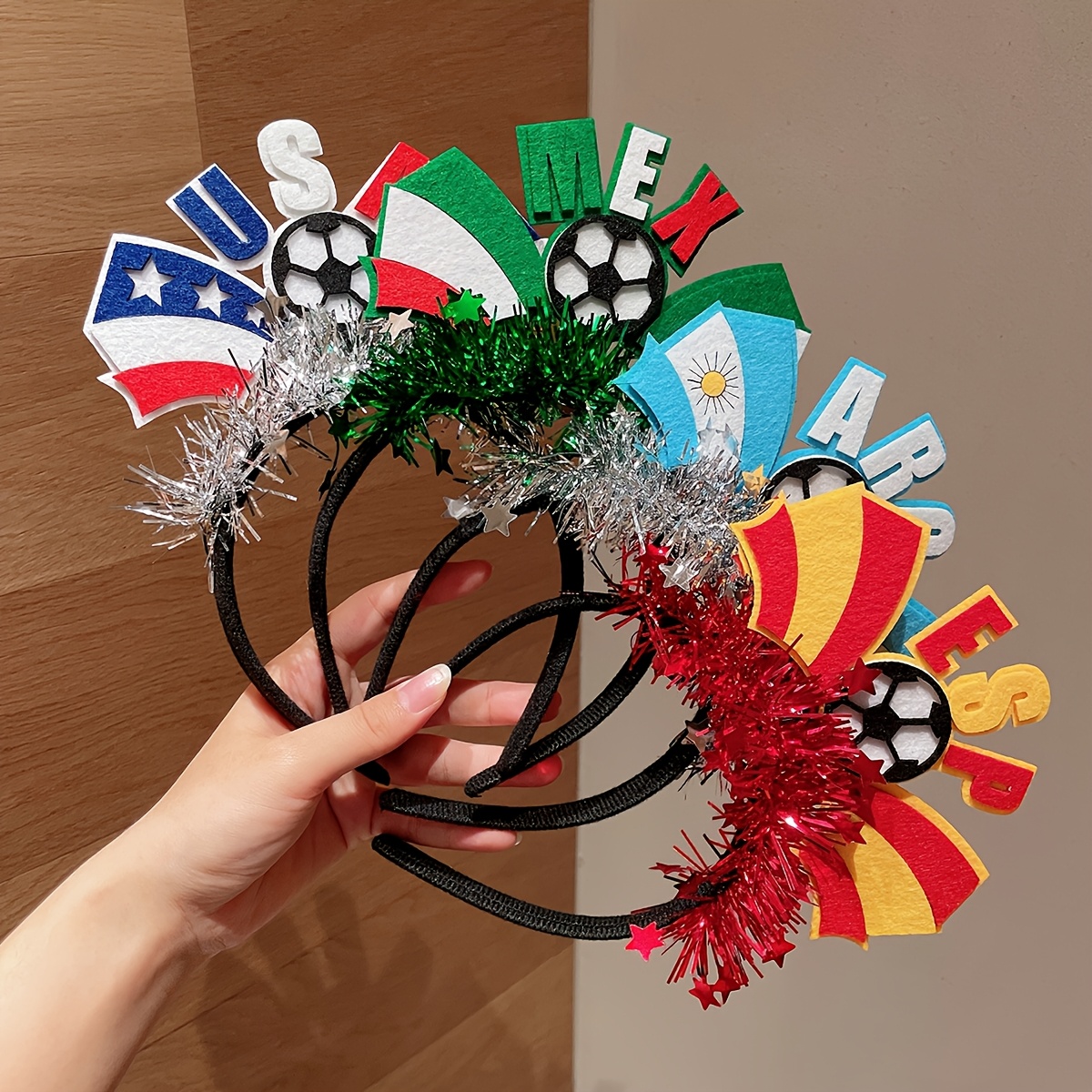 1/2pcs creative new 2026 football match printed ribbon decorative headband, suitable for cheering, matching with hairbands during games, football fans wearing to cheer up, suitable for events and watching football matches 1/2pcs creative new 2026 football match printed ribbon decorative headband, suitable for cheering, matching with hairbands during games, football fans wearing to cheer up, suitable for events and watching football matches
