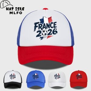 2026 france football printed sponge mesh cap comfortable, adjustable size cap with a curved brim. suitable for casual attire, shopping, watching matches and outdoor activities. unisex design.