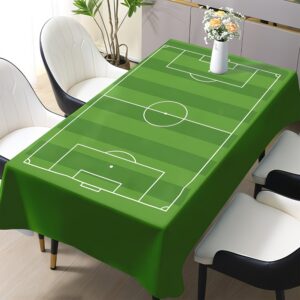 1pc tablecloth, easy fresh green football field print tablecloth, rectangular tablecloth, machine washable for picnics, camping, weddings, birthday parties, restaurants durable home decor and holiday tablecloth