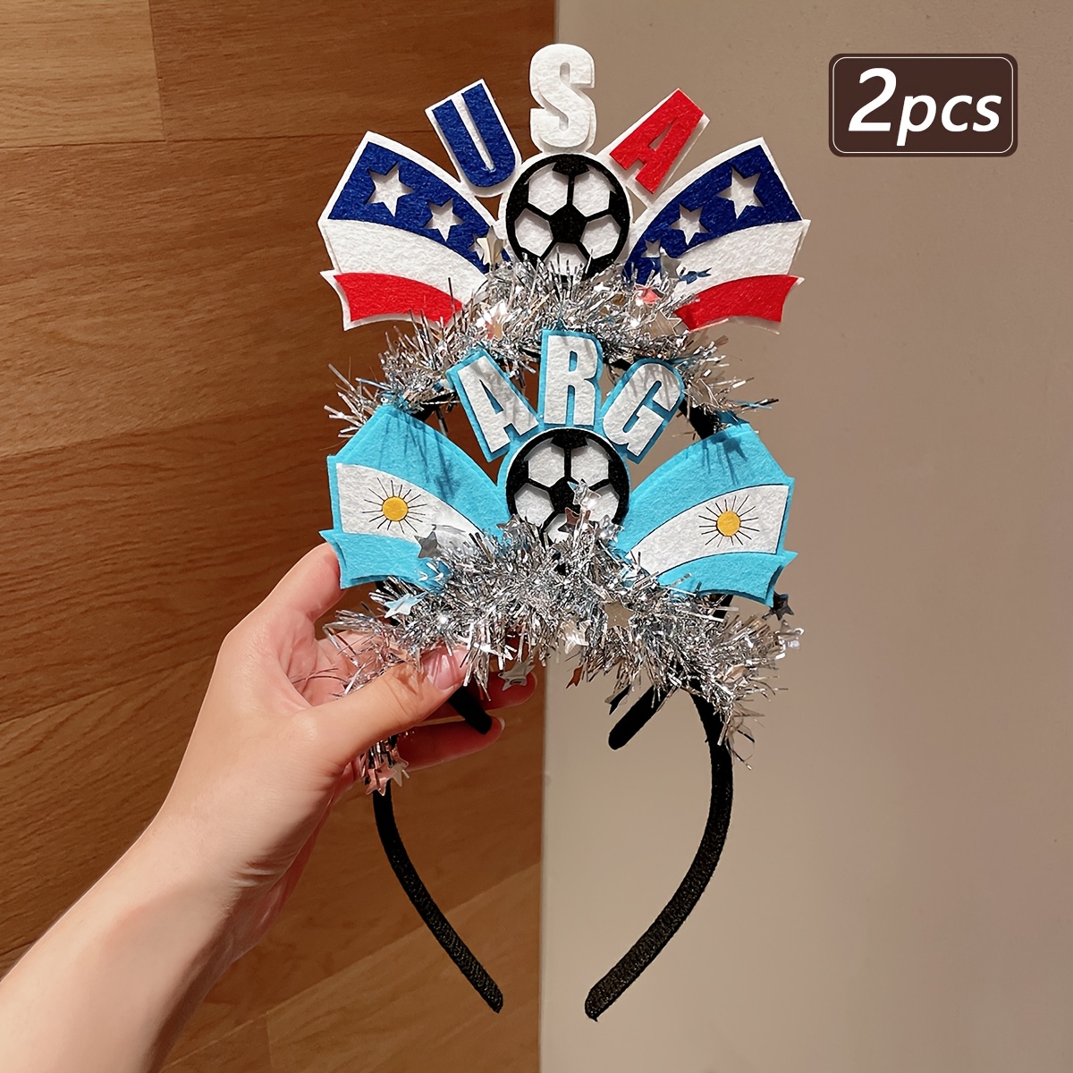 1/2pcs creative new 2026 football match printed ribbon decorative headband, suitable for cheering, matching with hairbands during games, football fans wearing to cheer up, suitable for events and watching football matches 1/2pcs creative new 2026 football match printed ribbon decorative headband, suitable for cheering, matching with hairbands during games, football fans wearing to cheer up, suitable for events and watching football matches