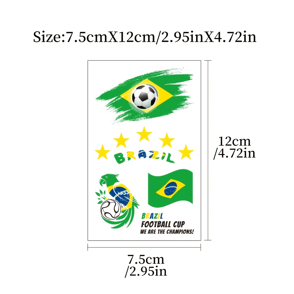 10pcs brazil flag football temporary tattoo stickers, waterproof fan face stickers, body decorative stickers for sports events, competitions, cheering, festivals and parties, suitable for face and arms 10pcs brazil flag football temporary tattoo stickers, waterproof fan face stickers, body decorative stickers for sports events, competitions, cheering, festivals and parties, suitable for face and arms