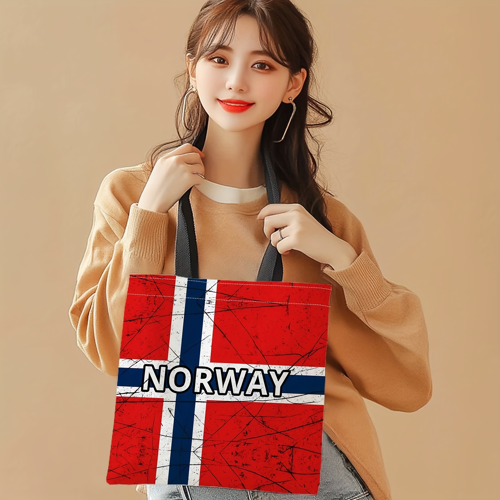 1pc shopper bag, shopping portable shoulder back hand held bag, norwegian flag, scratched texture, norway, suitable for travel, cosmetics, holiday storage bags, home furnishings, gifts, picnics, family gatherings 1pc shopper bag, shopping portable shoulder back hand held bag, norwegian flag, scratched texture, norway, suitable for travel, cosmetics, holiday storage bags, home furnishings, gifts, picnics, family gatherings