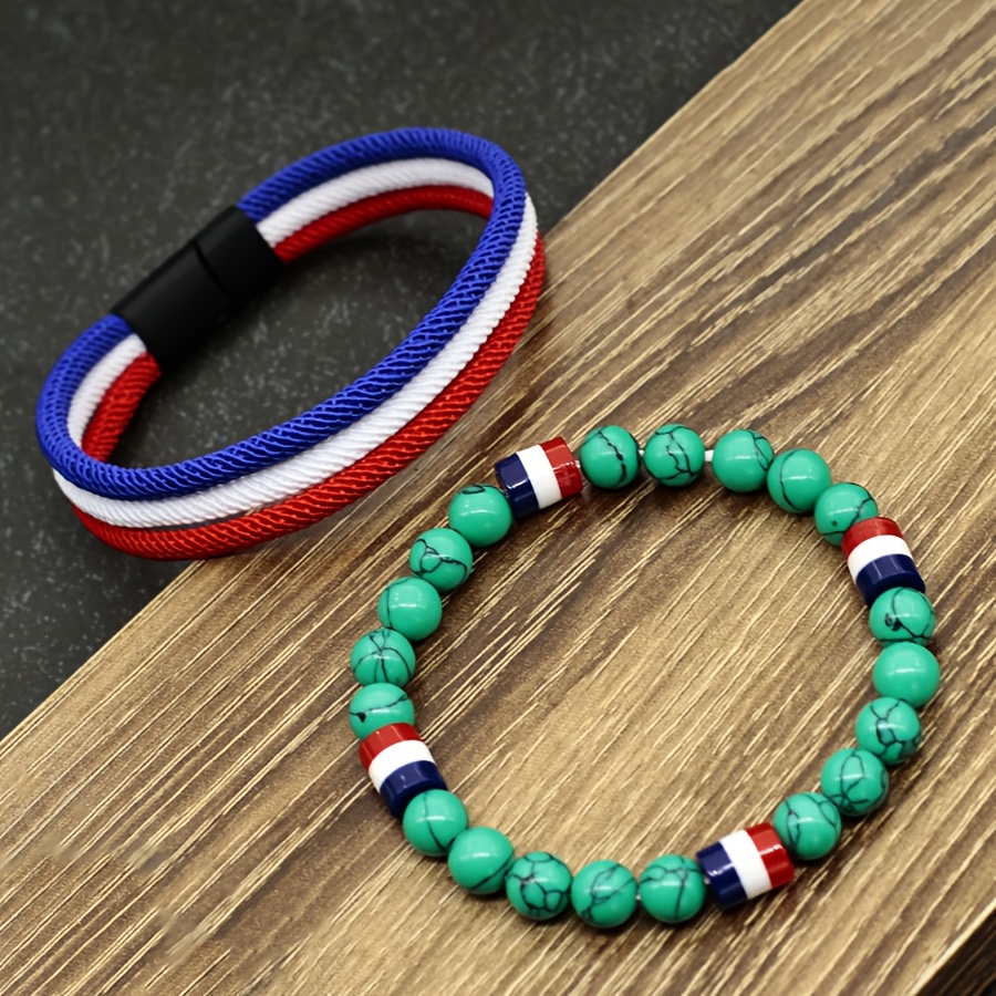 2pcs set competition sports bangle bangle bracelet blue white red national flag colors bead bangle bangle bracelet music symbols men women wear jewelry holiday gift friendship friend bangle bangle bracelet 2pcs set competition sports bangle bangle bracelet blue white red national flag colors bead bangle bangle bracelet music symbols men women wear jewelry holiday gift friendship friend bangle bangle bracelet