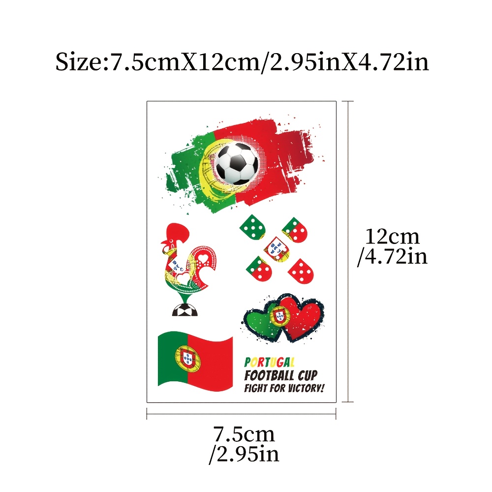5pcs portugal temporary tattoo stickers, sports fan face decals for football matches, festivals & parties, national flag body stickers for arms & face, waterproof football themed stickers 5pcs portugal temporary tattoo stickers, sports fan face decals for football matches, festivals & parties, national flag body stickers for arms & face, waterproof football themed stickers