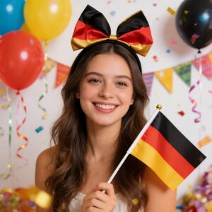 1 set germany flag decorative accessory(1pc germany flag decorative headpiece + 5pcs hand wave flags), football match accessory, fan cheer headgear suitable for events, parties, business, sports, festivals, home decor, outdoor decor