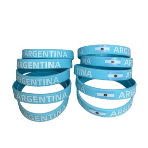 10 pack light blue argentina bracelets, soccer fan support sports wristbands, casual versatile silicone wristbands, printed fan wristbands, letter print wristbands