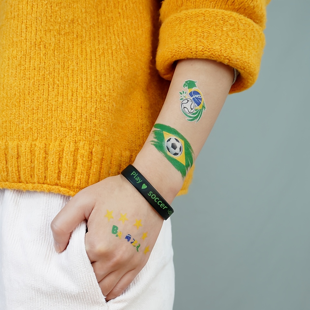 10pcs brazil flag football temporary tattoo stickers, waterproof fan face stickers, body decorative stickers for sports events, competitions, cheering, festivals and parties, suitable for face and arms 10pcs brazil flag football temporary tattoo stickers, waterproof fan face stickers, body decorative stickers for sports events, competitions, cheering, festivals and parties, suitable for face and arms