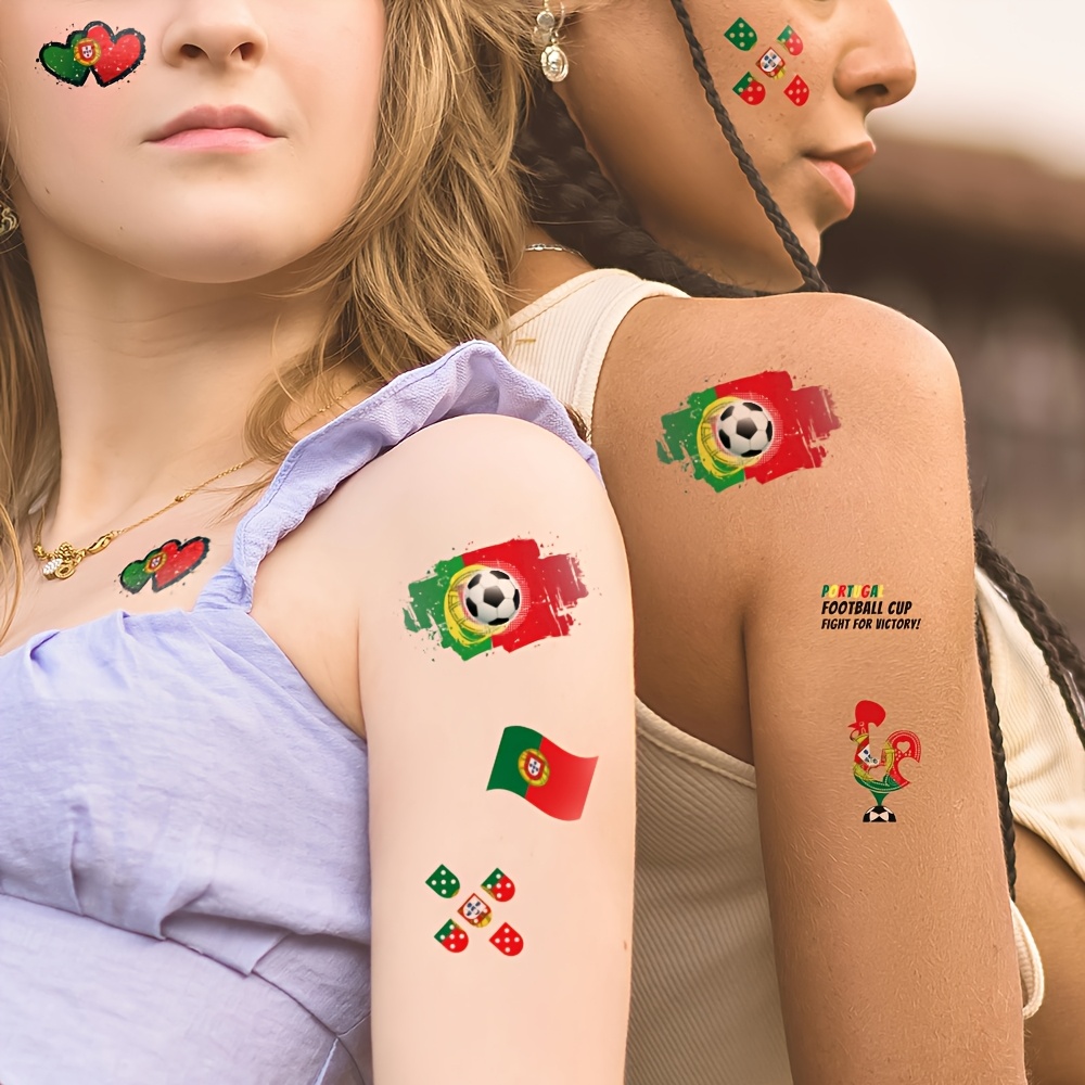 5pcs portugal temporary tattoo stickers, sports fan face decals for football matches, festivals & parties, national flag body stickers for arms & face, waterproof football themed stickers 5pcs portugal temporary tattoo stickers, sports fan face decals for football matches, festivals & parties, national flag body stickers for arms & face, waterproof football themed stickers