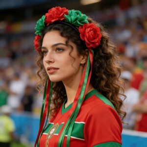 1pc 2026 football fan headband suitable for stadium check ins & matchday parties, red/green 3 flower & ribbon cheering, spirit gear for soccer games, fan gatherings, outfits