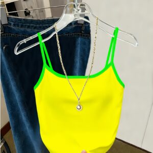 fluorescent yellow suspender vest women's summer fashion easy sleeveless top slim and thin inner and outer wear