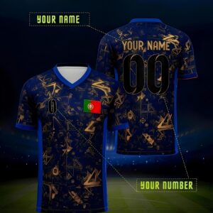 customizable v neck soccer jersey for men | portugal flag inspired, personalized name & number, breathable polyester, ideal for summer parties & sports activities, european cup, comfortable fit