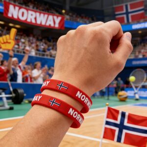 set of 2 unisex a bracelet featuring the norwegian flag, embodying pride and patriotism this accessory with clear lettering and prints is perfect for sports enthusiasts, those who enjoy cultural events, parties, music festivals, sports