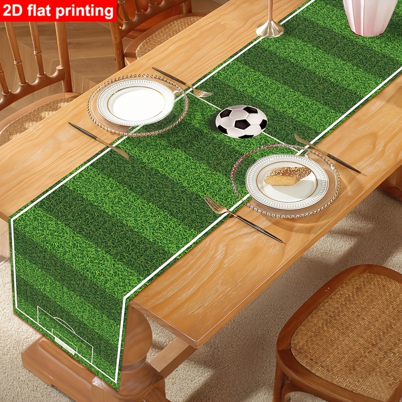 1pc, soccer themed table runner, 457.2 x 35.0 cm, green soccer polyester tablecloth, soccer party decorations, kids' gift party supplies, tabletop decor, happy birthday party supplies 1pc, soccer themed table runner, 457.2 x 35.0 cm, green soccer polyester tablecloth, soccer party decorations, kids' gift party supplies, tabletop decor, happy birthday party supplies