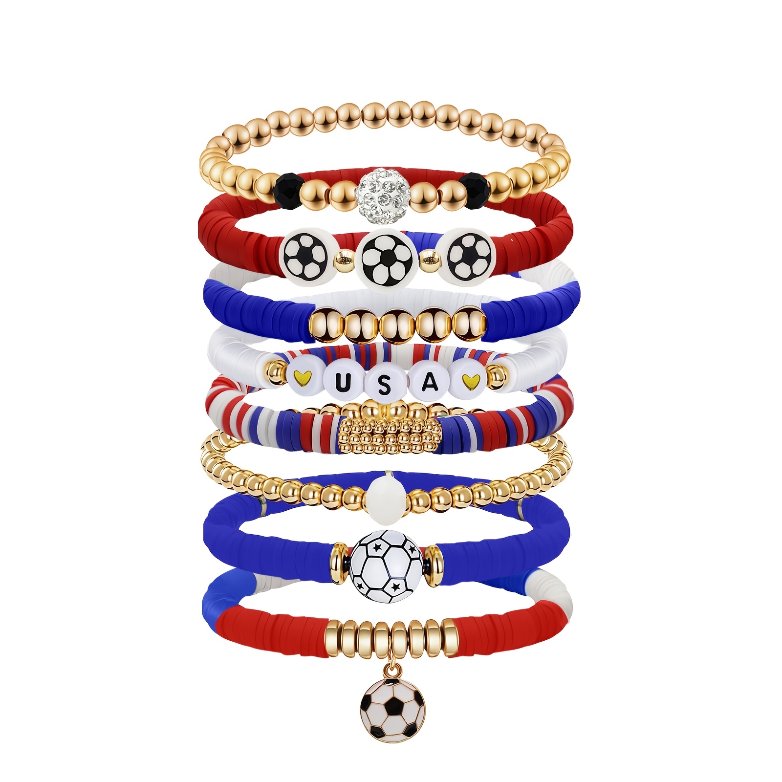 soccer bracelets set, stylish stackable game day bracelets, soccer cheerleading bracelets, football team colored additions – perfect as birthday or festive gifts for family, friends and football fans soccer bracelets set, stylish stackable game day bracelets, soccer cheerleading bracelets, football team colored additions – perfect as birthday or festive gifts for family, friends and football fans
