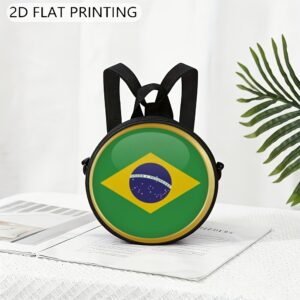 1pc 2d print round crossbody bag,brazilian flag circle pattern,women adjustable shoudler strap with zipper & top handle,women's casual purse,circular crossbody bag for women,small round crossbody phone bag